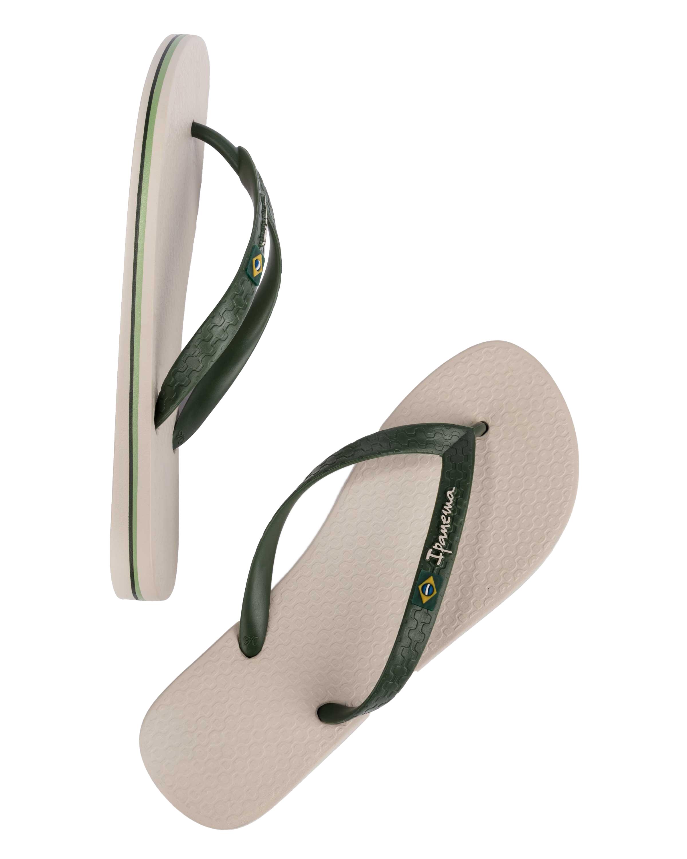 Classic Brasil Teenslippers Heren rubberen slippers Beige/Green 3/3