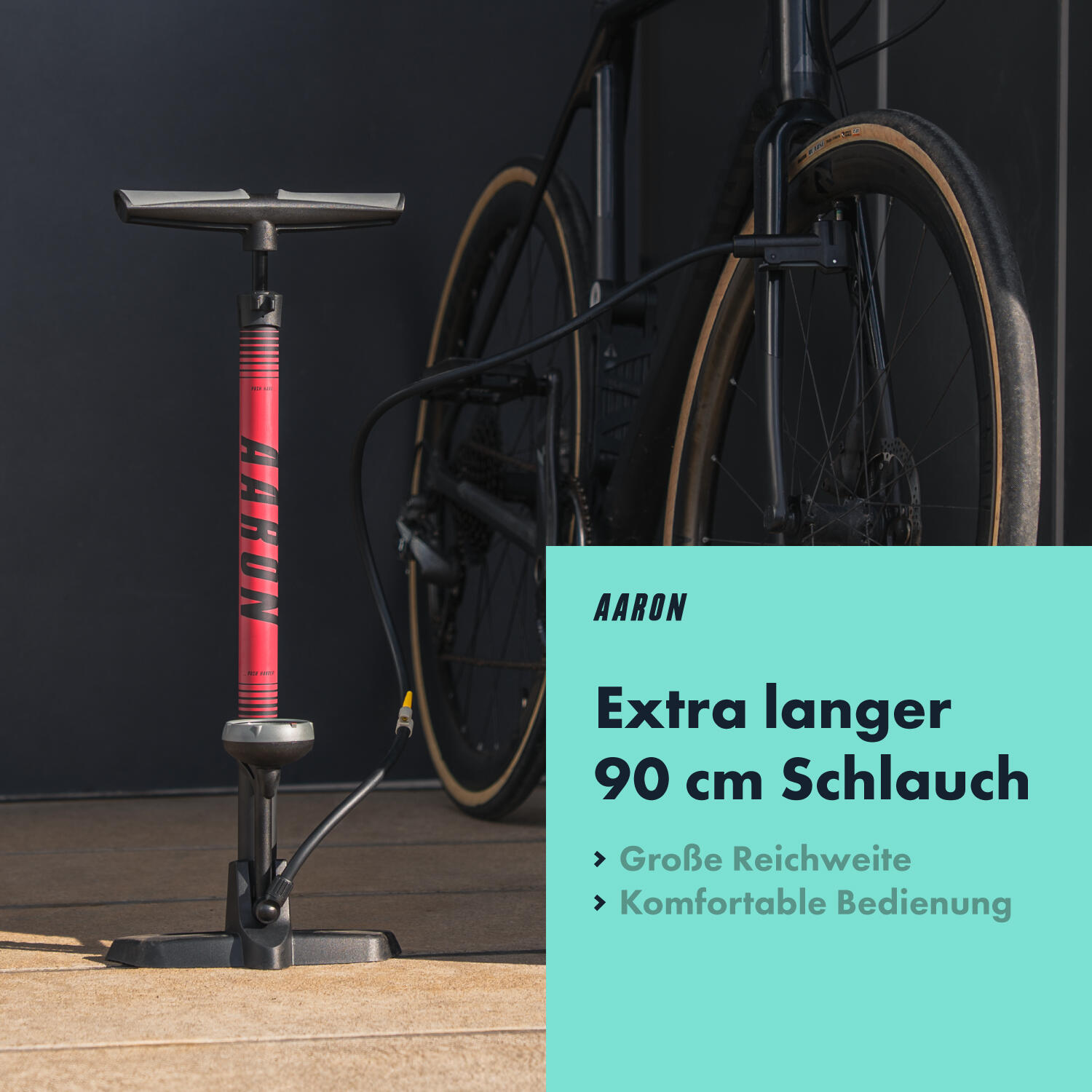 Sport One 3.0 Fahrrad Standpumpe mit Manometer, 11 Bar, für alle Ventile - Rot 5/7