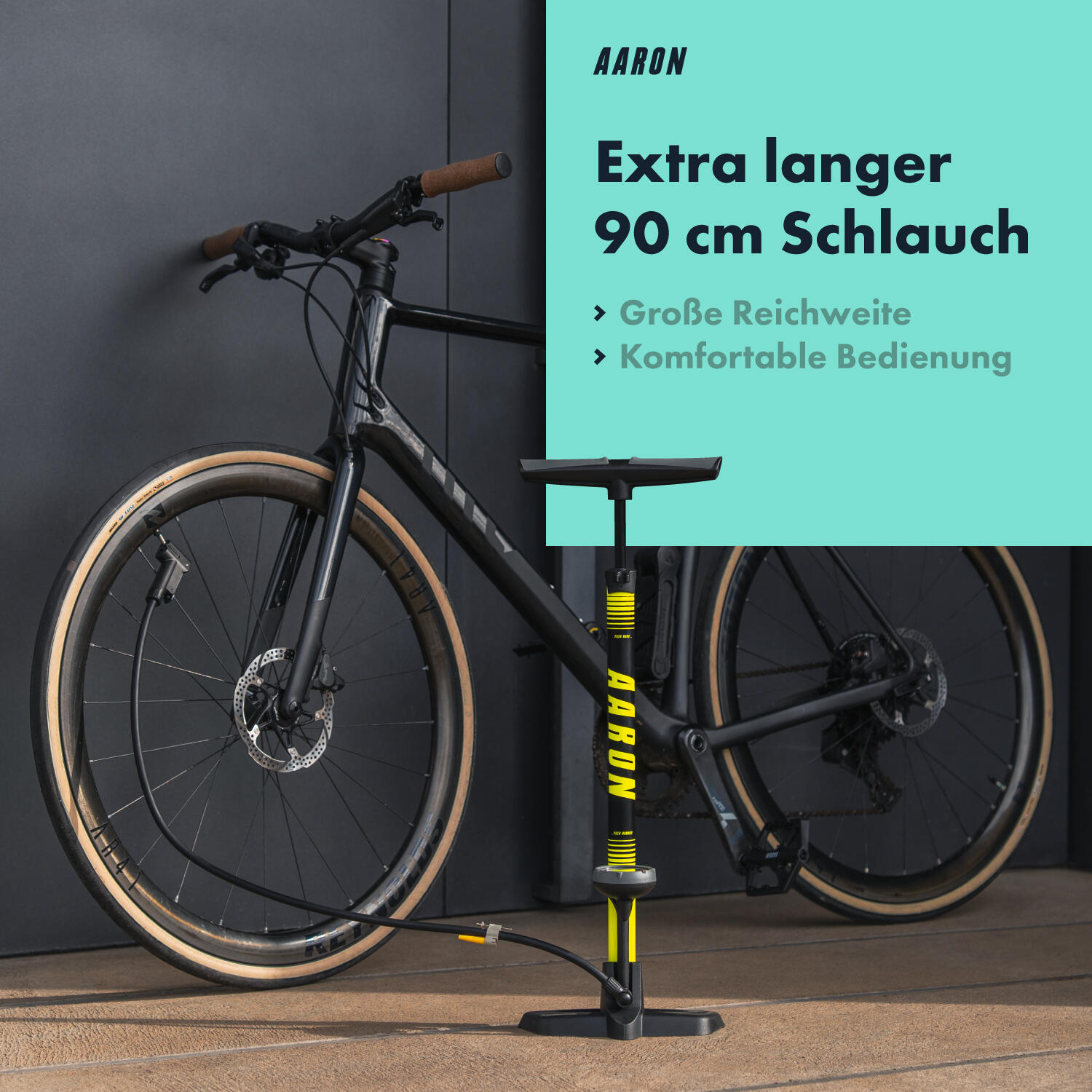 Sport One 3.0 Fahrrad Standpumpe mit Manometer, 11 Bar, für alle Ventile - Gelb 5/7