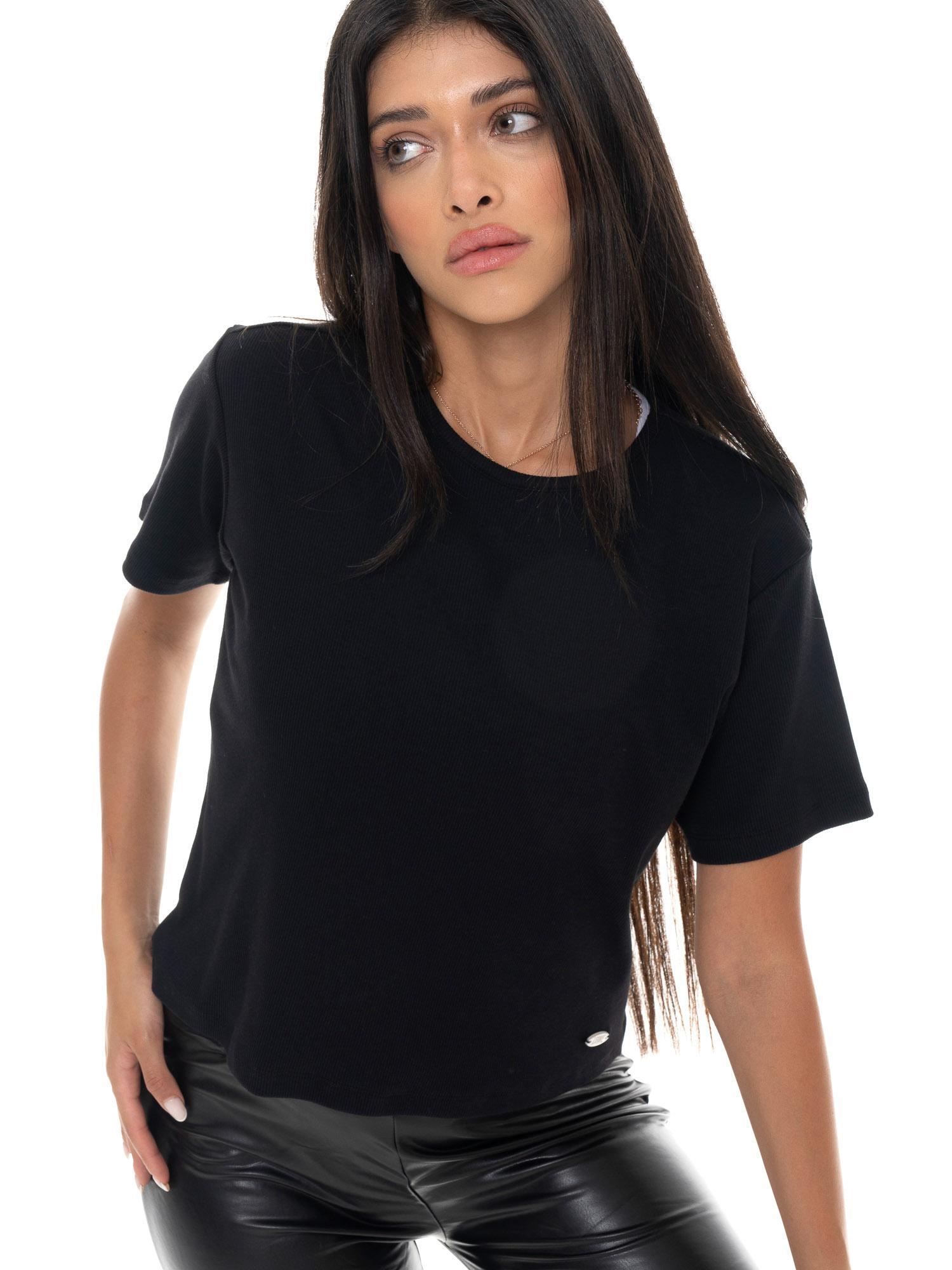 T-shirt donna a manica corta in costina Leone 1947 Glam Winter 5/5