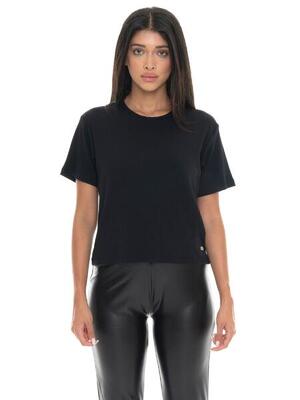 T-shirt donna a manica corta in costina Leone 1947 Glam Winter