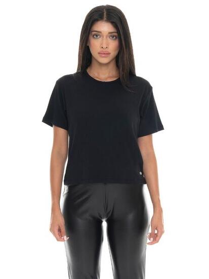 T-shirt donna a manica corta in costina Leone 1947 Glam Winter