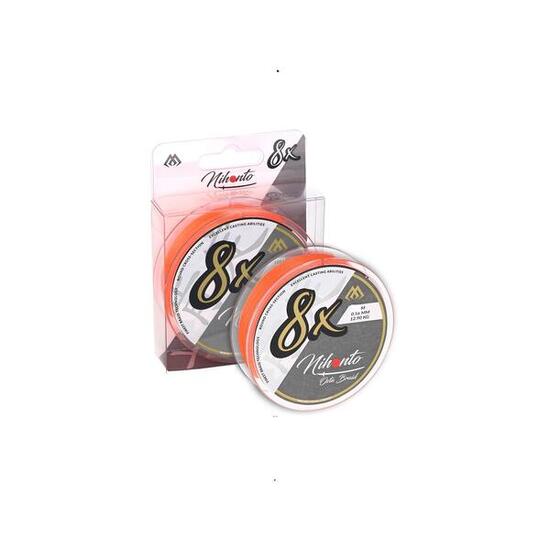 Tresse Pêche 8 Brins 0.16mm 12.9kg 10m Orange Fluo