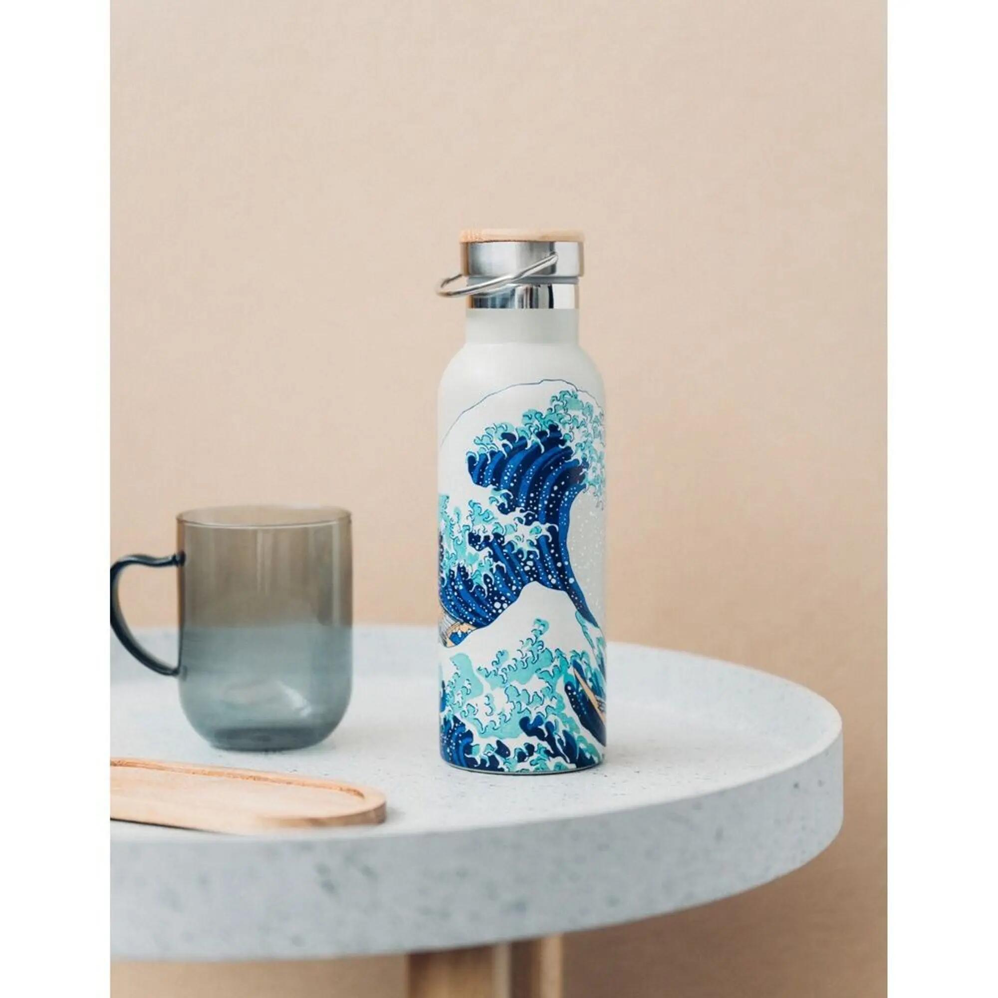 Borraccia in acciaio inossidabile La Gran Ola de Kanagawa Hokusai Blanca 0,5 L 3/3