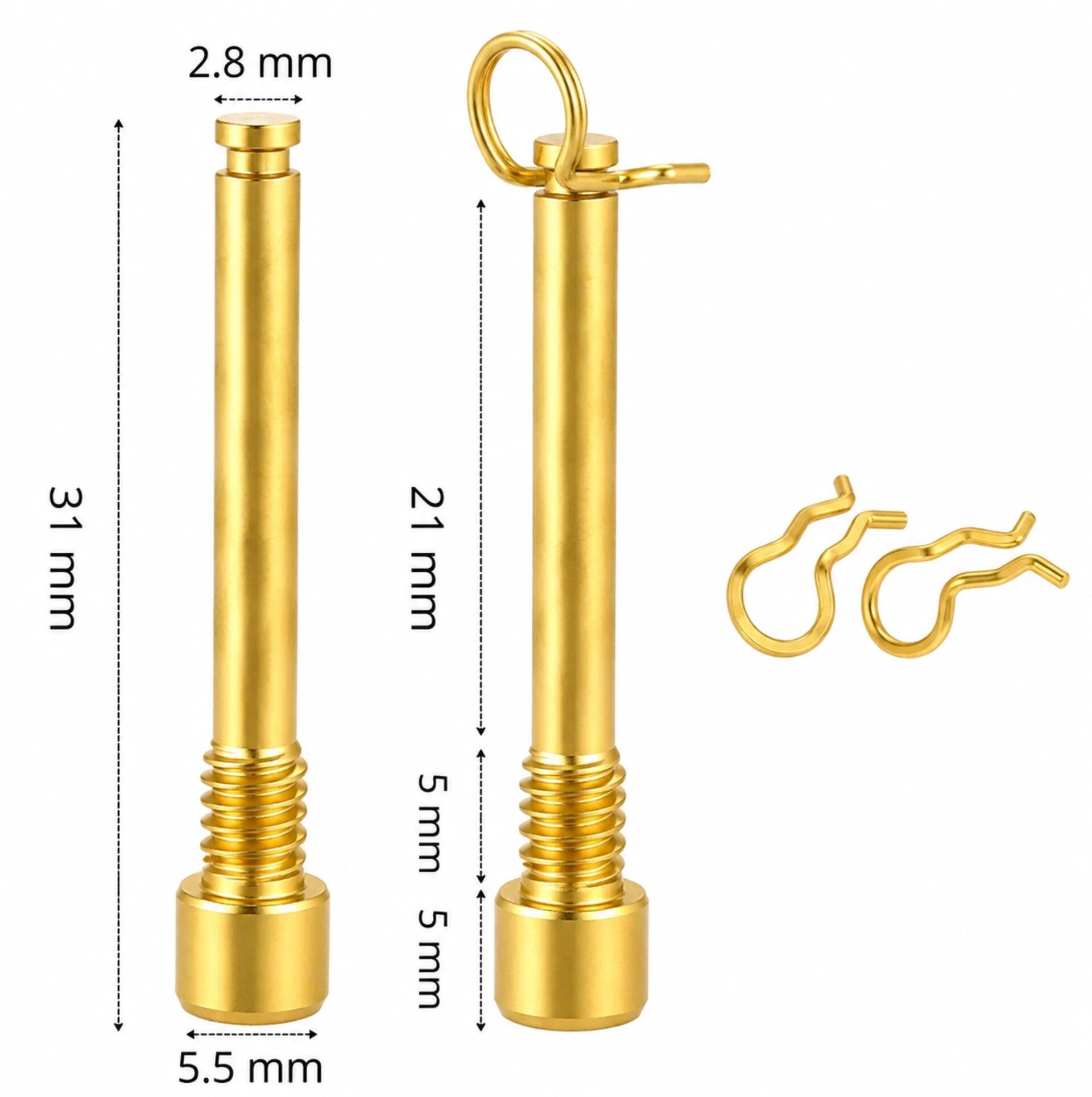 Remklauw schroeven fiets M4 titanium TC4 met circlips - Goud (set van 2) 3/3
