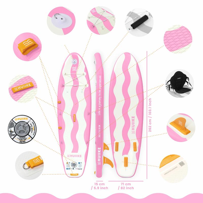 Placă SUP Gonflabilă pentru Copii 8’7” cu Accesorii, Până la 80 kg, Pink