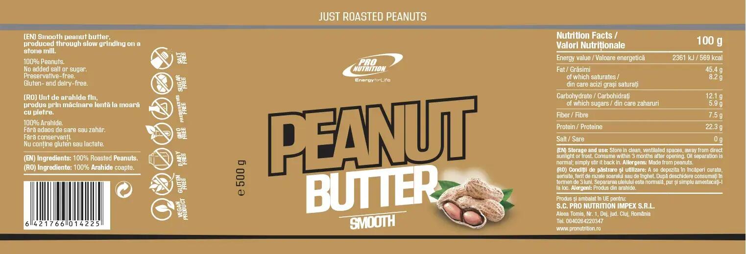 Unt de arahide 100%, Peanut Butter Smooth, 500g 7/7
