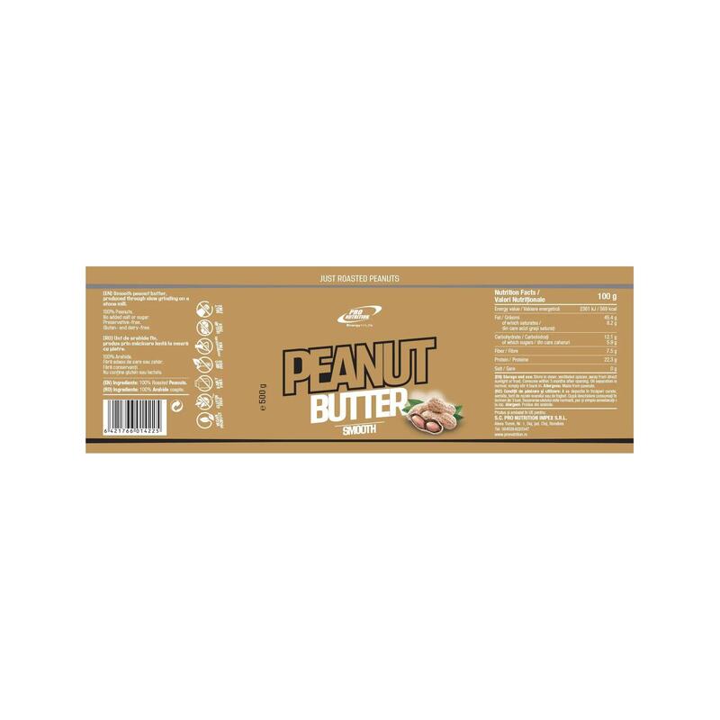 Unt de arahide 100%, Peanut Butter Smooth, 500g