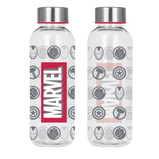 Botella de Agua Infantil Marvel en Tritán Transparente con Tapón Rojo 0,8 L