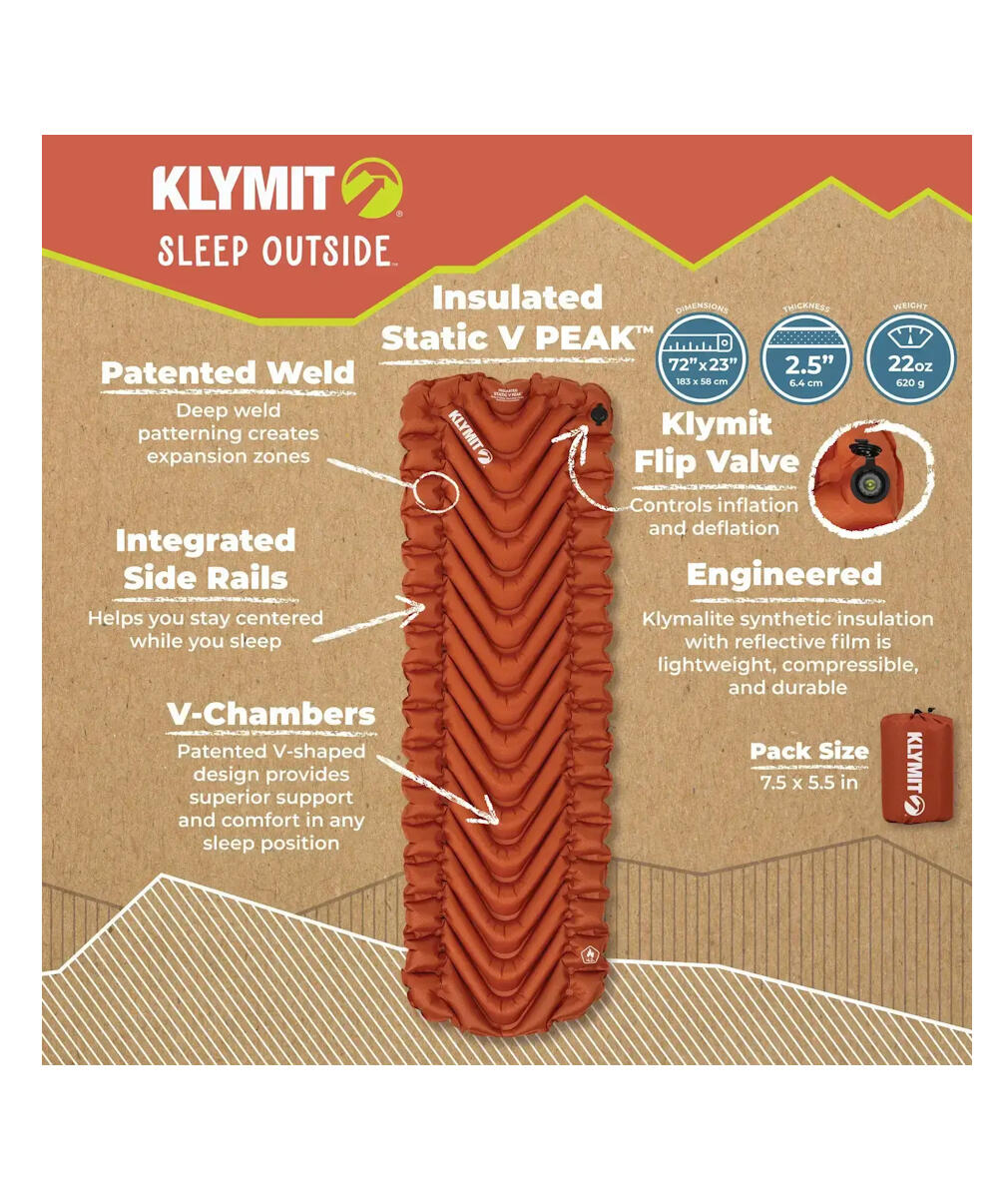 Materac dmuchany Klymit Insulated Static V Peak - flame 6/7