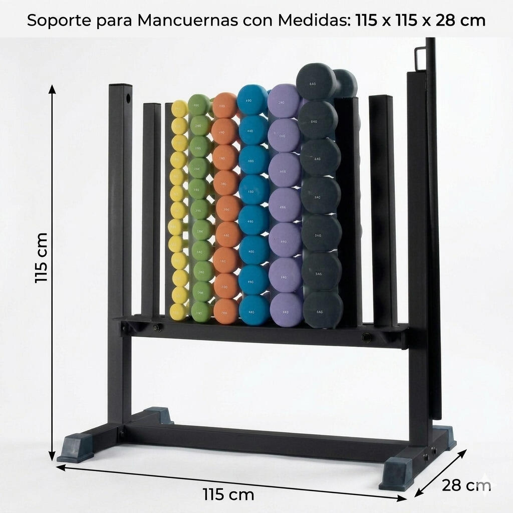Soporte Mancuernas Vinilo Profesional Negro 2/3