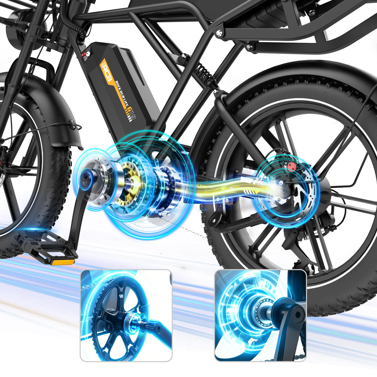 Bicicleta lítio adulto RCB G19 sensor binário, autonomia 120-130km travão hidr. 2/7