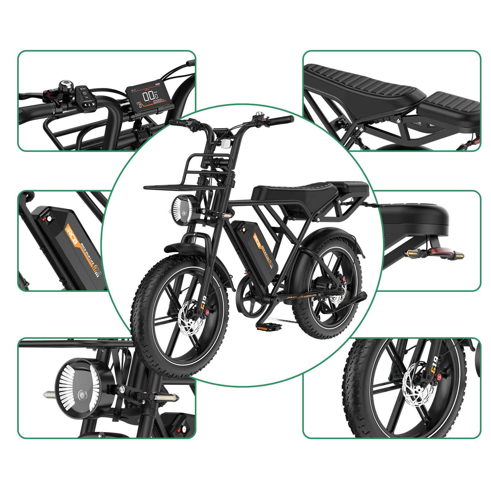 Bicicleta lítio adulto RCB G19 sensor binário, autonomia 120-130km travão hidr. 5/7