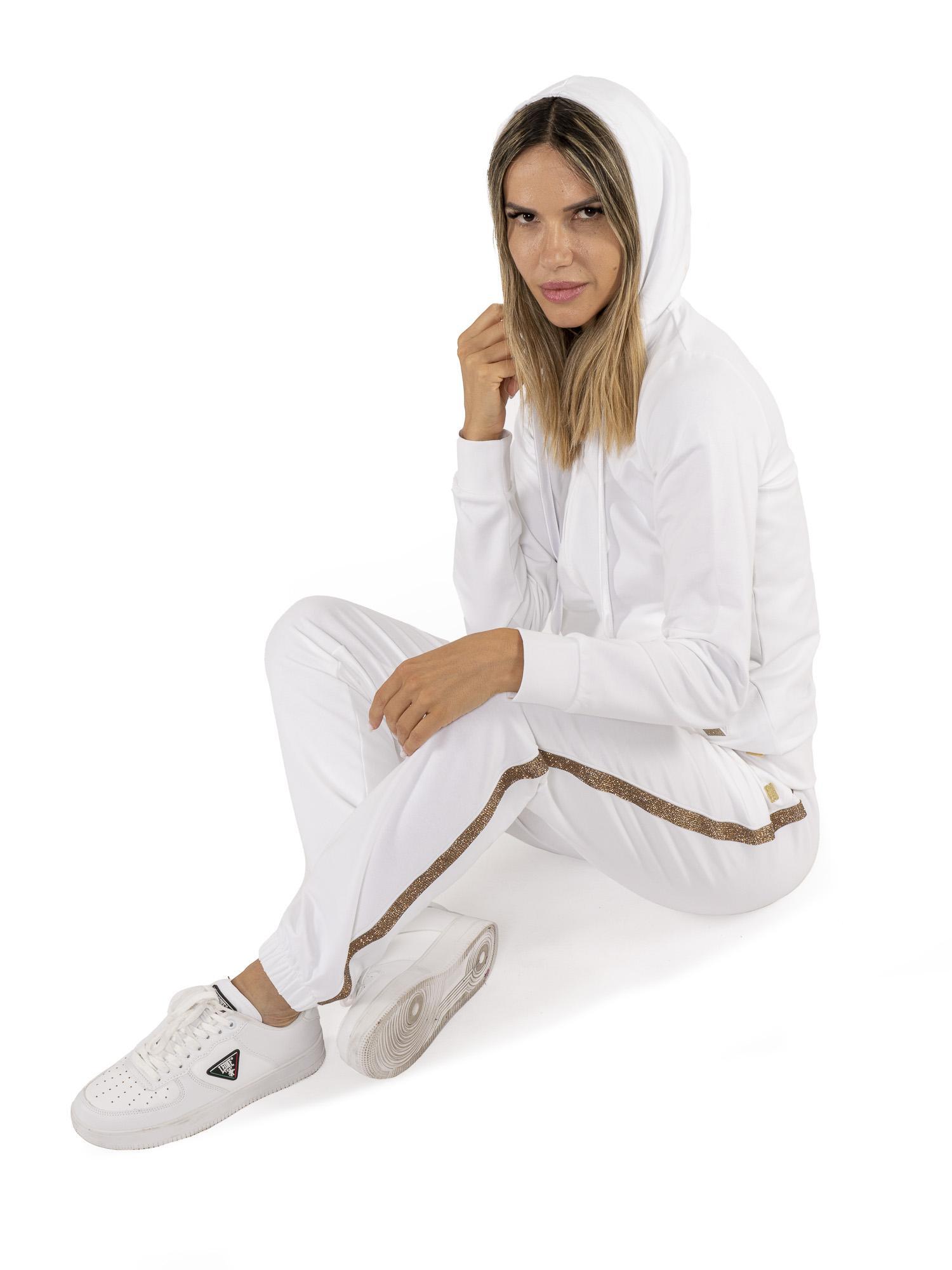 Tuta da donna in cotone non garzato con cappuccio e zip Leone Chic Gold 5/5