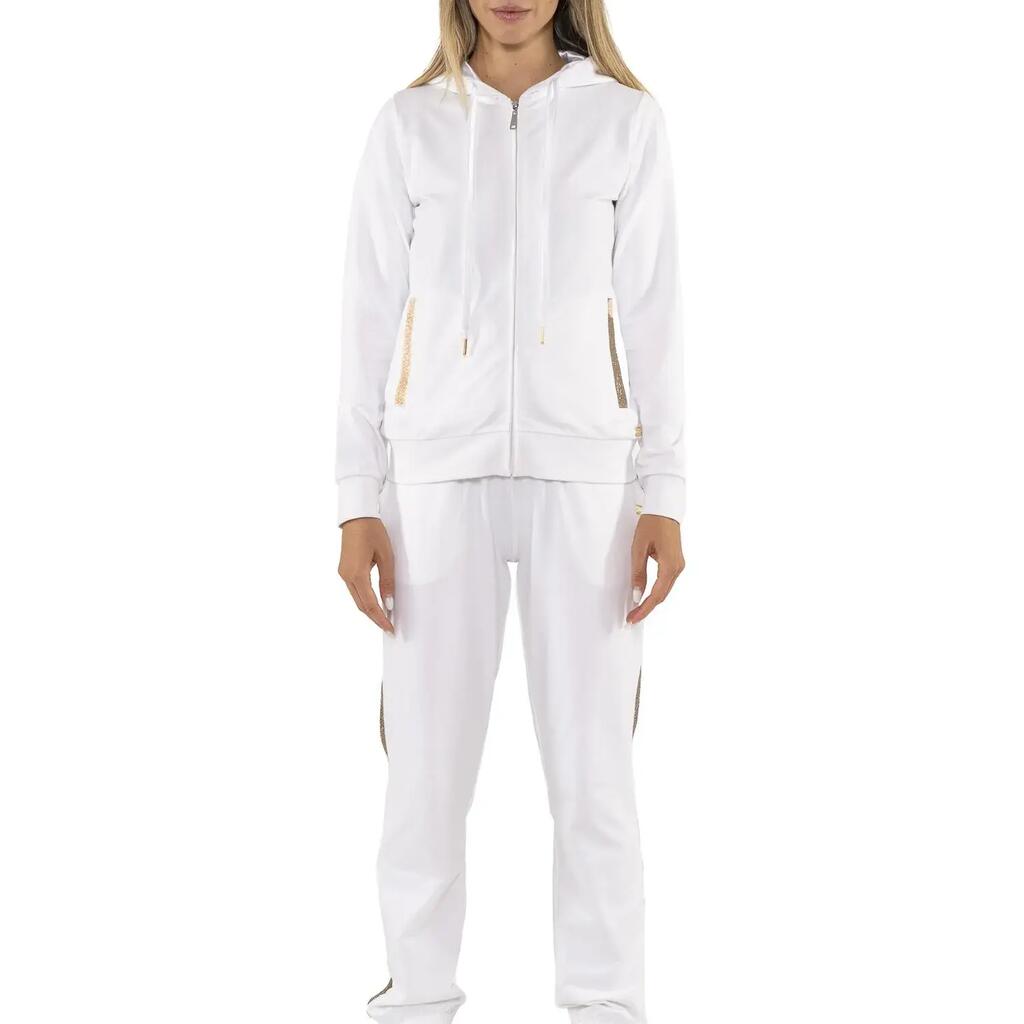 Leone Chic Gold women's zip-up, unbrushed cotton tracksuit with hood