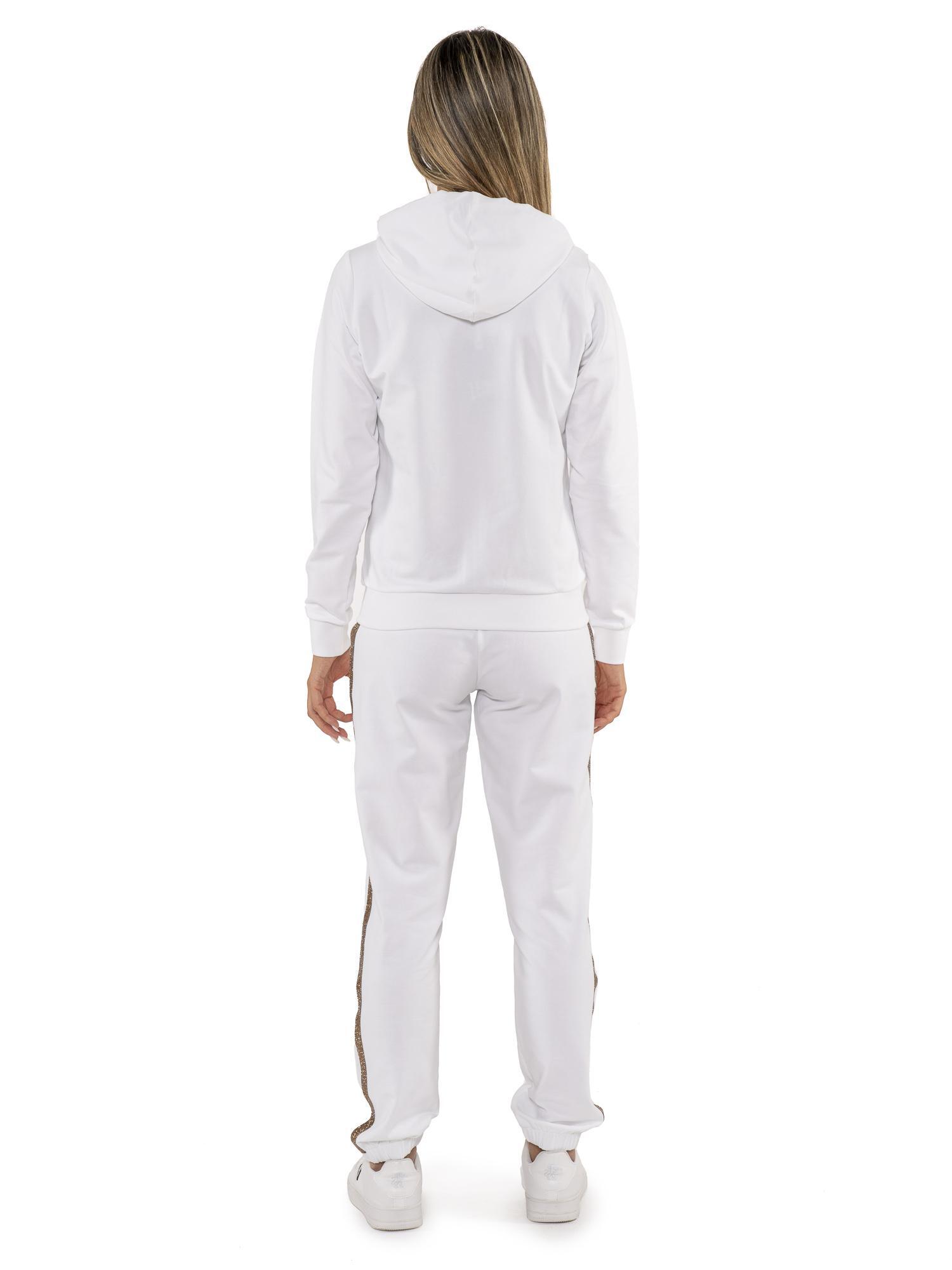 Tuta da donna in cotone non garzato con cappuccio e zip Leone Chic Gold 4/5