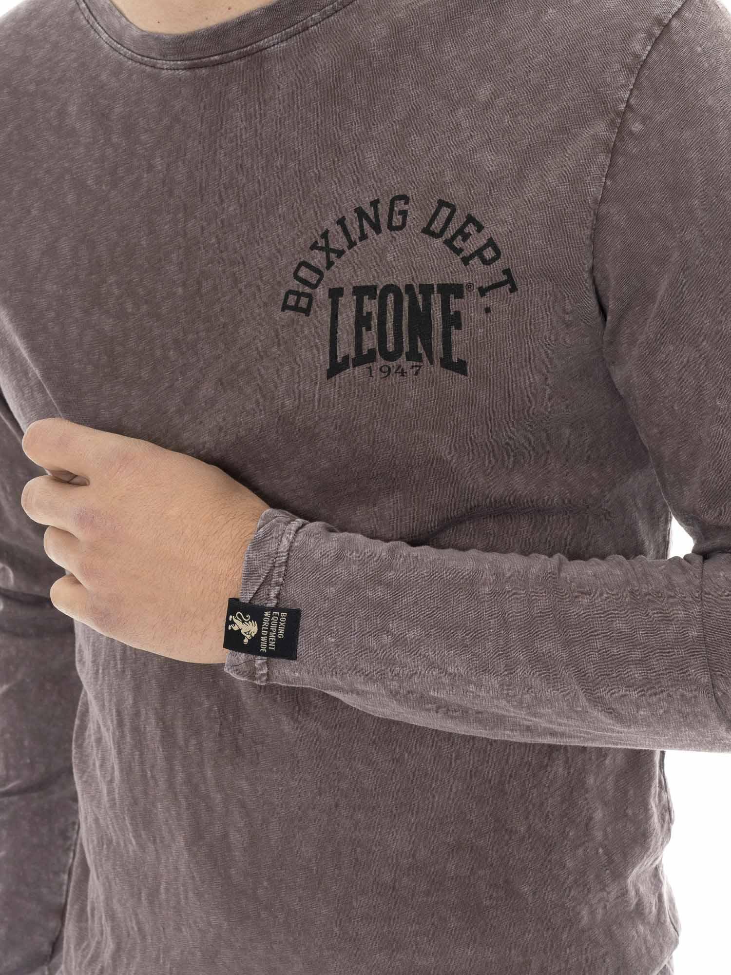 T-shirt uomo a manica lunga, cotone slub, logo piccolo Leone 1947 Vintage Dept. 3/6