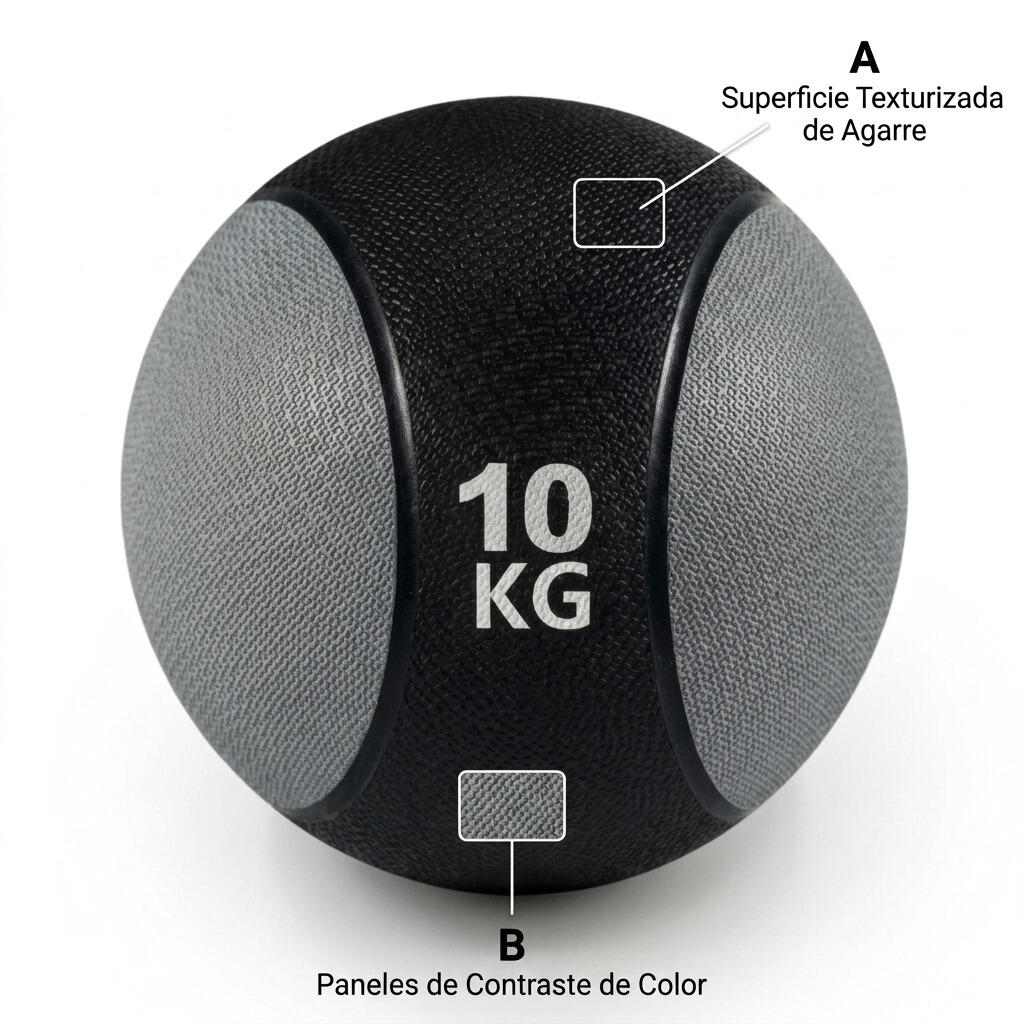Balón Medicinal con Bote 10 kg Fitness Gris 2/3