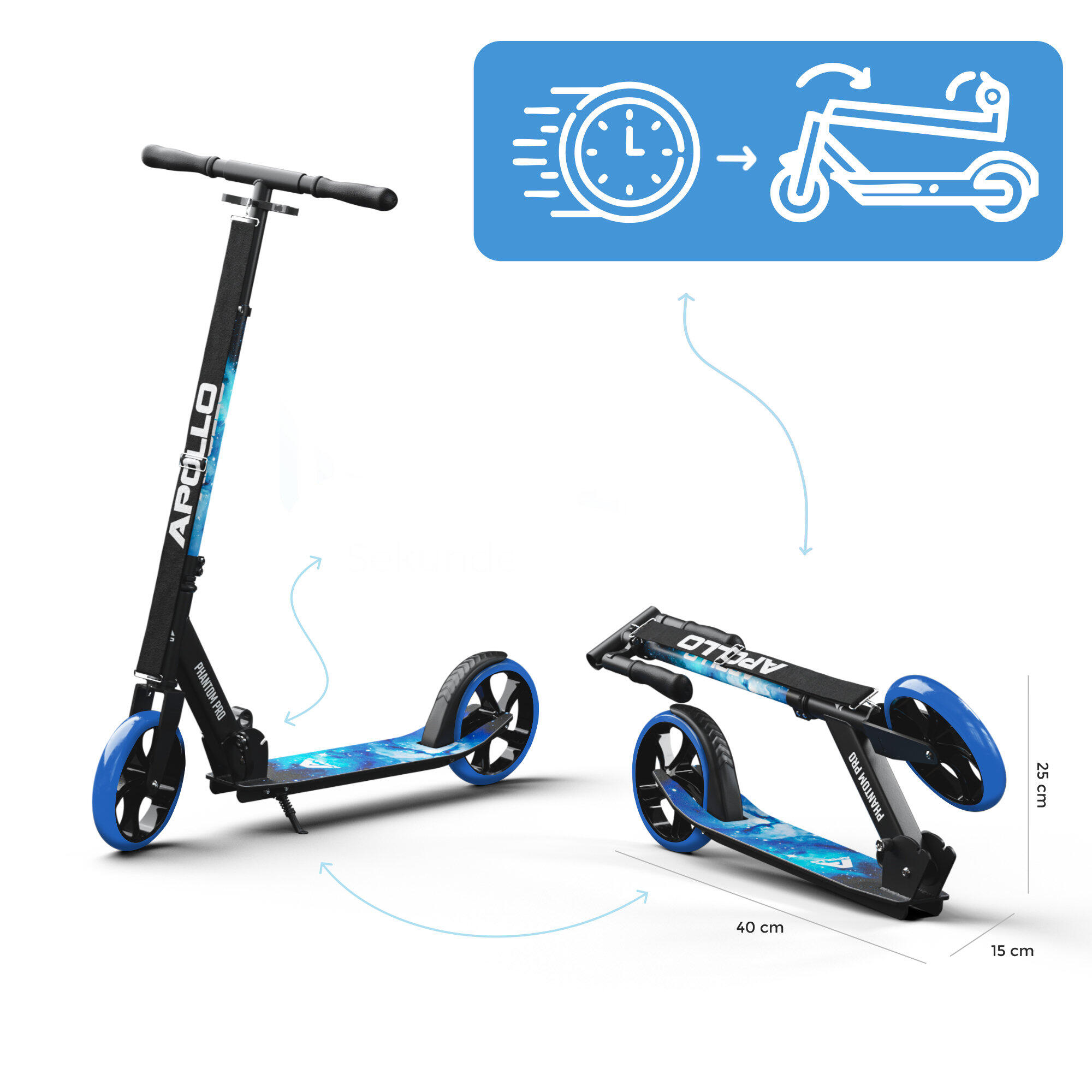 Monopattino Apollo City Phantom – pieghevole con manubrio regolabile per bambini 2/6