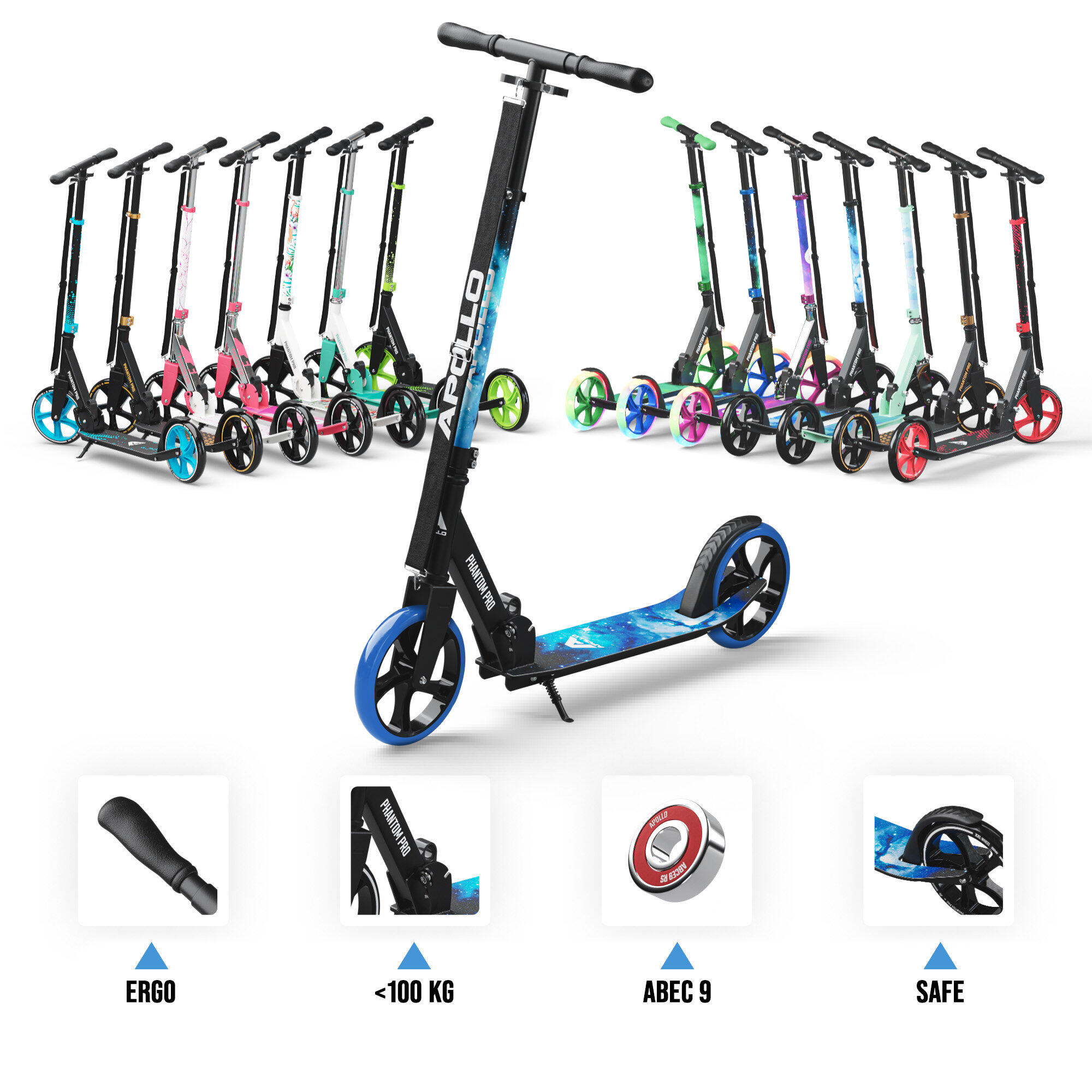 Monopattino Apollo City Phantom – pieghevole con manubrio regolabile per bambini 6/6