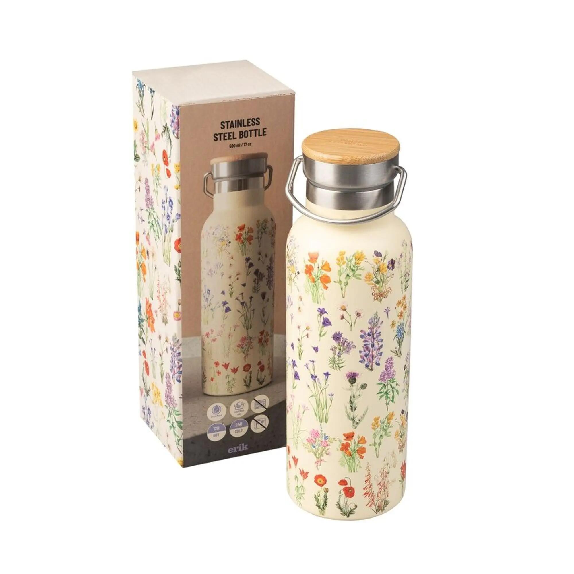 Borraccia in acciaio inossidabile Wild Flowers con Tapón Hermético Blanca 0,5 L 2/3