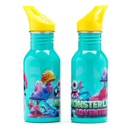 Kinderdrinkfles Monsterland rvs turquoise 0,5 L