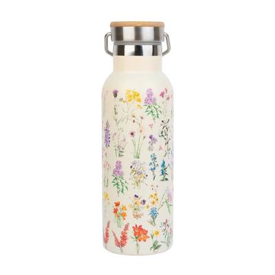 Borraccia in acciaio inossidabile Wild Flowers con Tapón Hermético Blanca 05 L