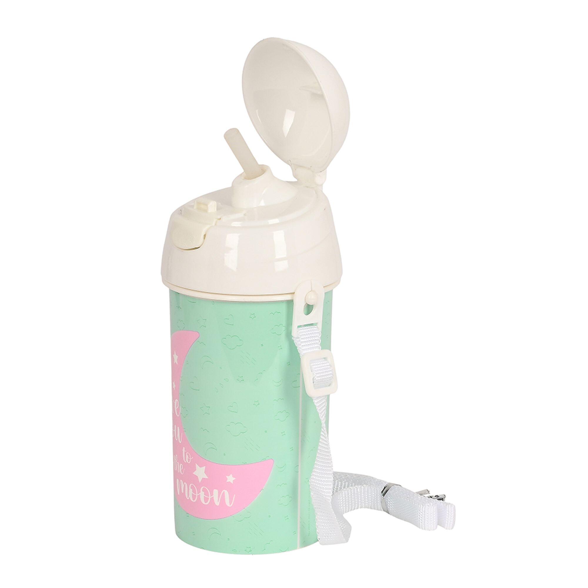 Gourde Enfant avec Pajita et Bandolera Blackfit8 Moon Vert Menta 0,5 L 2/3