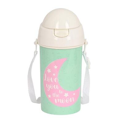 Borraccia Bambini con Pajita e Bandolera Blackfit8 Moon Verde Menta 05 L