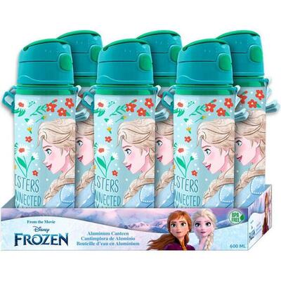 Borraccia Bambini Frozen in alluminio con beccuccio e Correa Blu 06 L