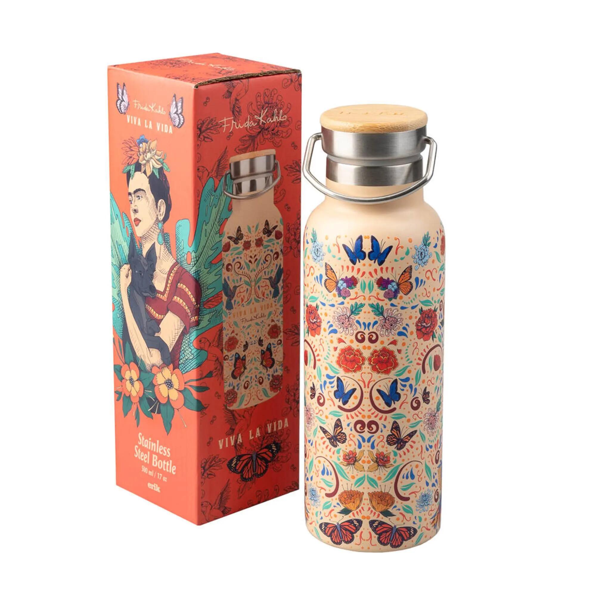 Borraccia in acciaio inossidabile Frida Kahlo Viva la Vida Beige con Tapón 0,5 L 2/3