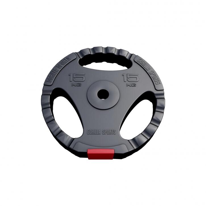 Gorilla Sports Gewichtsschijf - Halterschijf - 15 kg - Gripper Kunststof - 30 mm 5/7