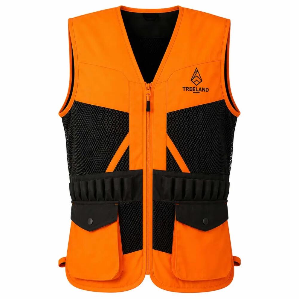 Gilet Treeland orange déperlant 20 cartouchières polyester coton 3/5