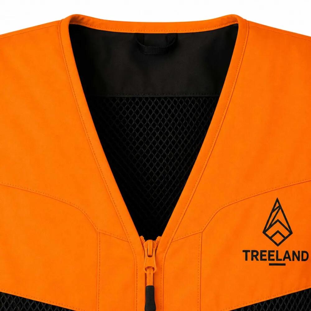 Gilet Treeland orange déperlant 20 cartouchières polyester coton 4/5
