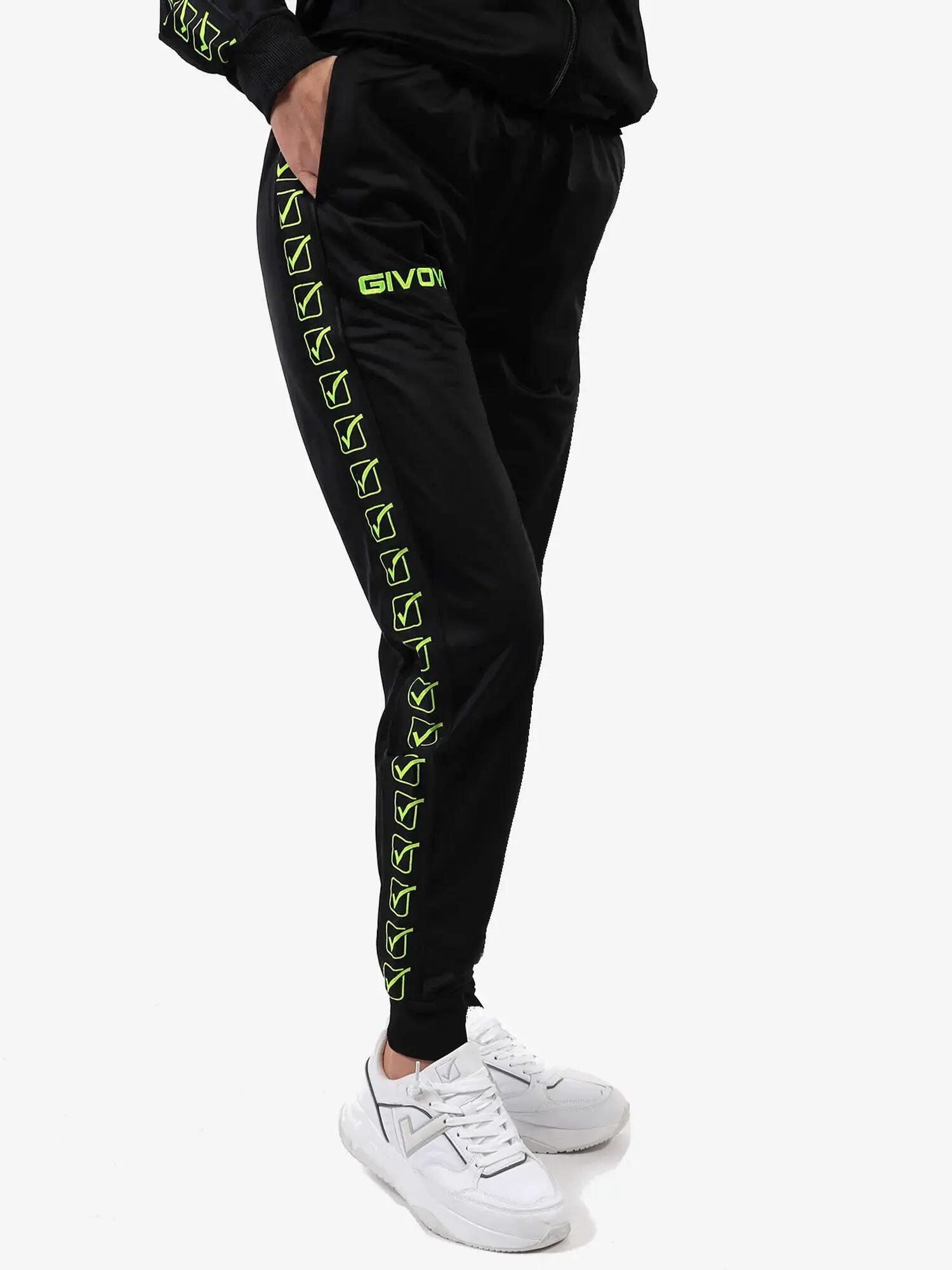PANTALONE uomo givova nero/giallo fluo 3/5