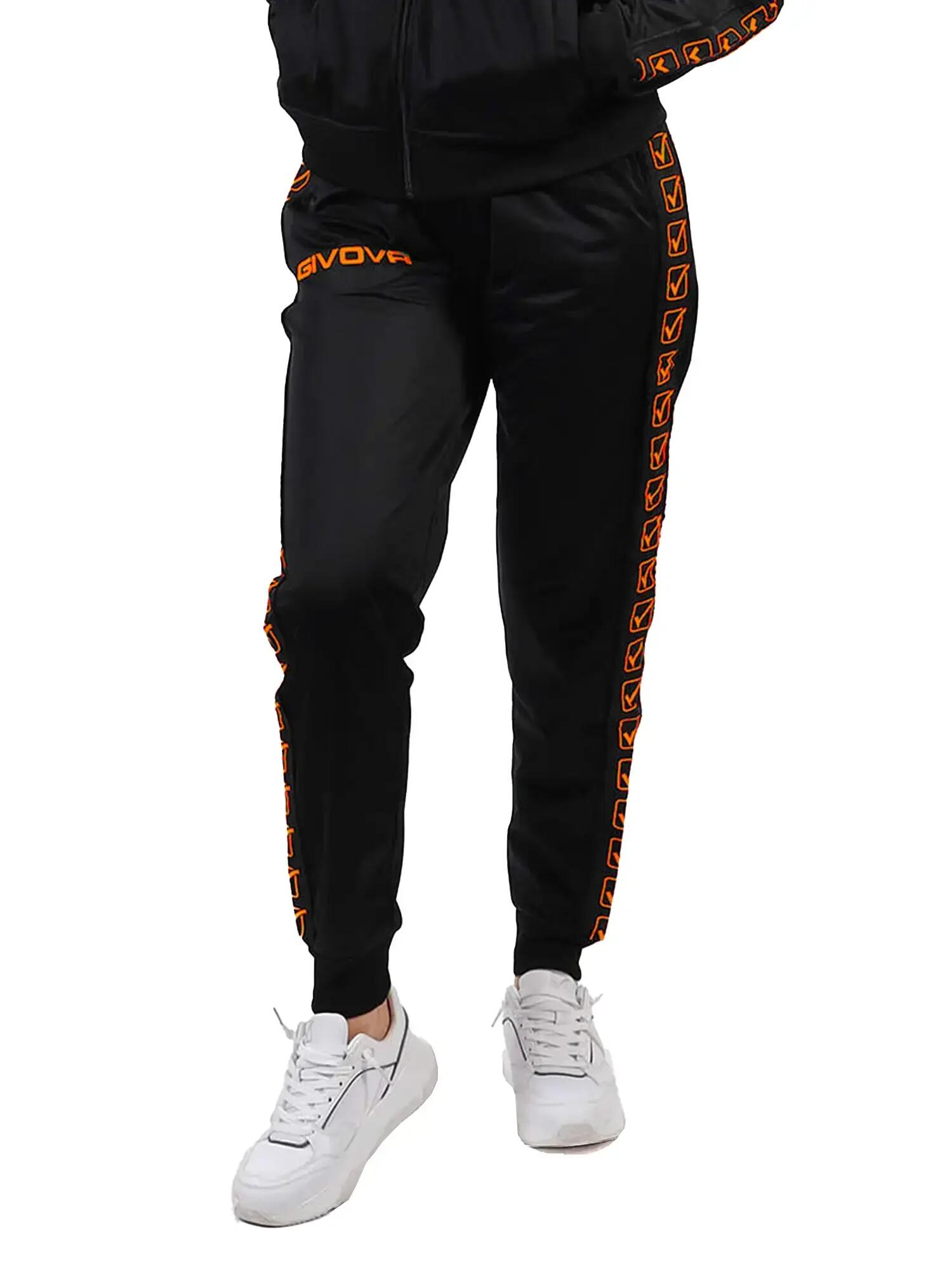 Pantaloni uomo givova nero/arancio fluo 2/2