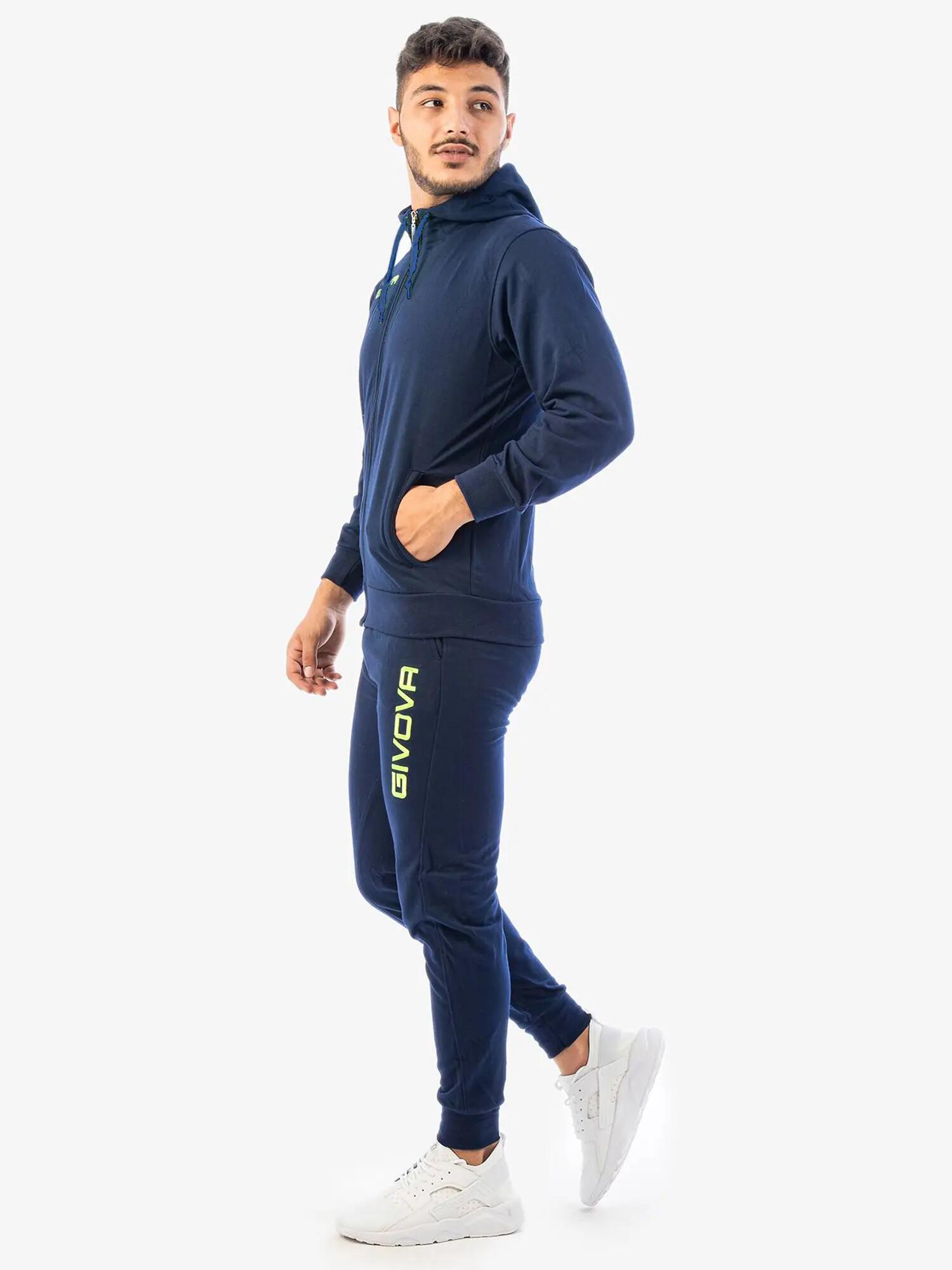 TUTA complete uomo givova blu/giallo fluo 3/4
