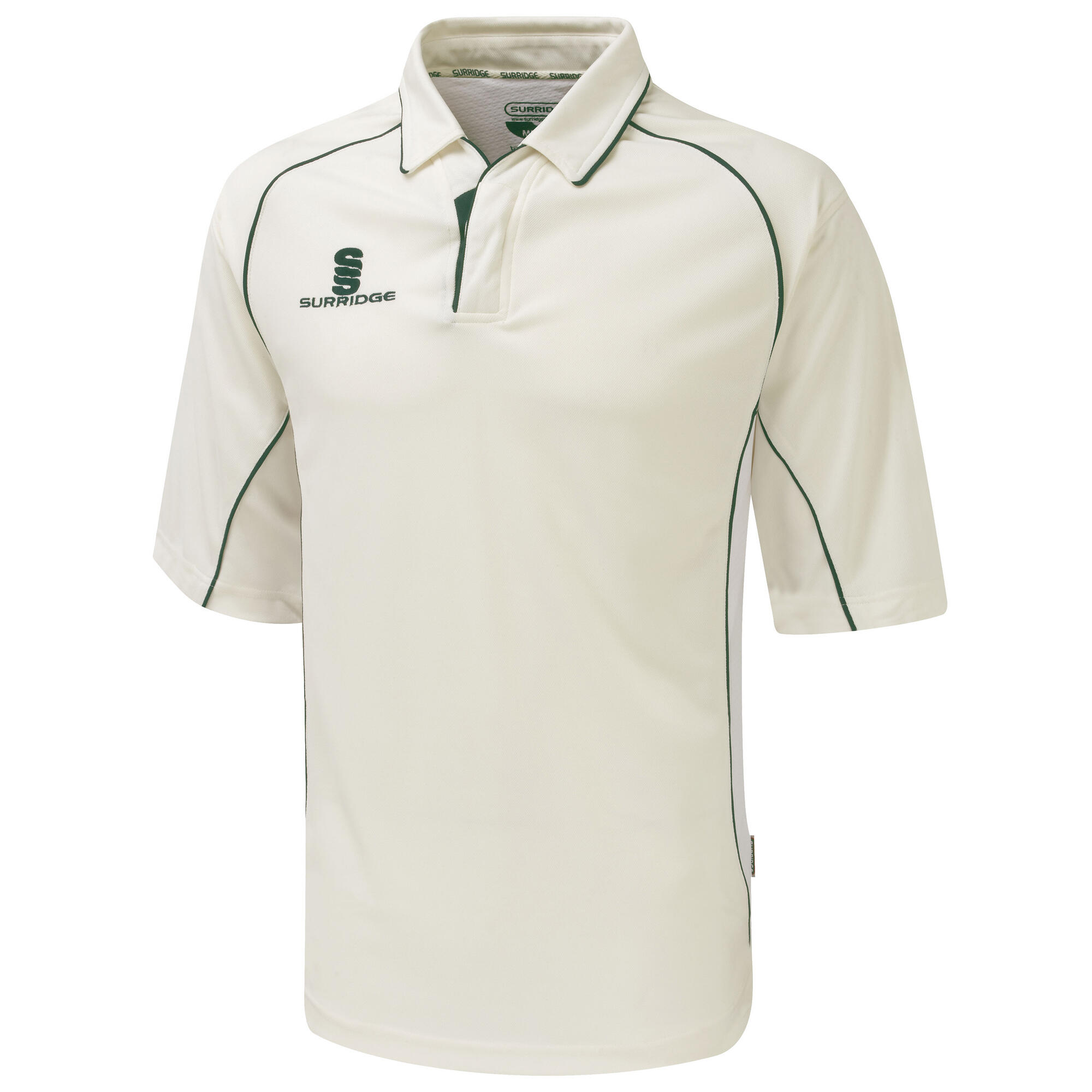 Mens/Youth Premier Sports 3/4 Sleeve Polo Shirt (White/Green trim) 1/1