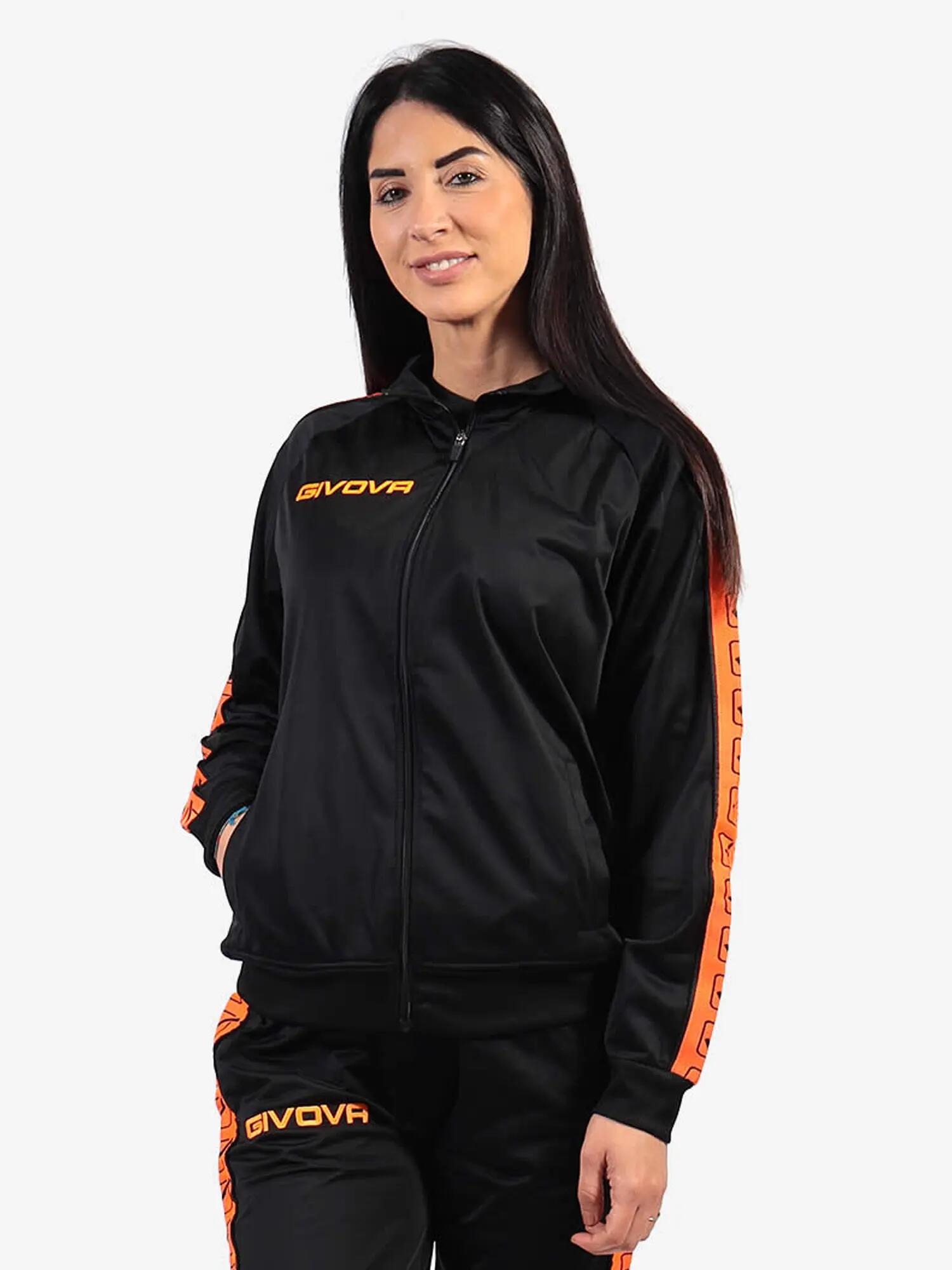Giacca tuta uomo givova arancio fluo/nero 3/5