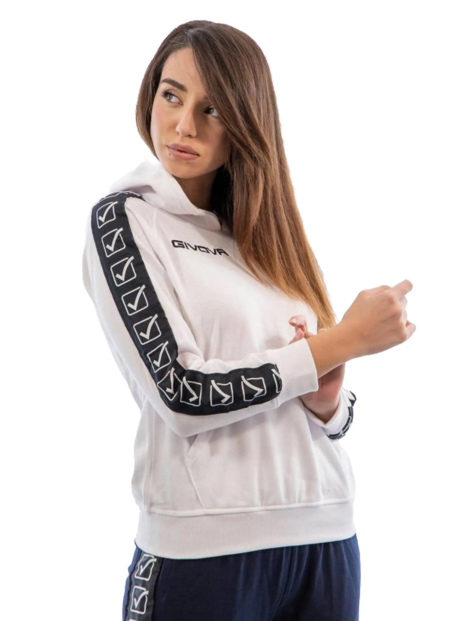 Felpa con cappuccio full zip uomo ( fleece) givova bianco 3/4