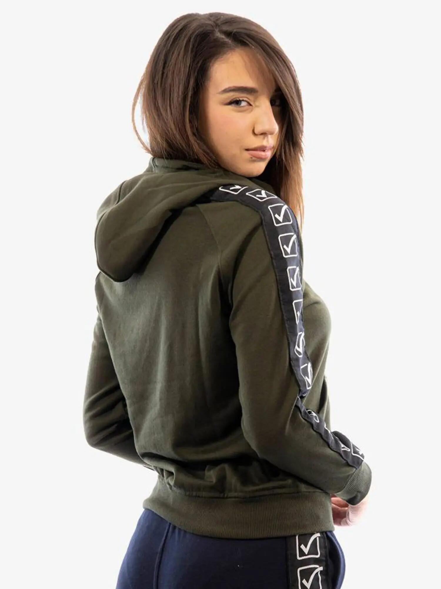 Felpa con cappuccio uomo ( fleece) givova verde militare 4/4