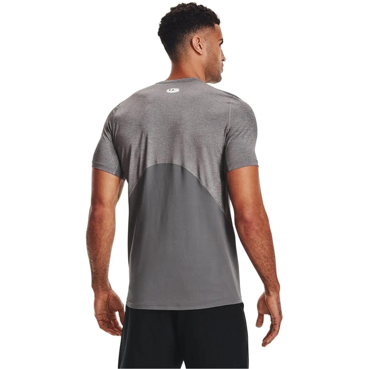 Mens HeatGear Mesh Panel Fitted TShirt (Carbon Heather) 3/4
