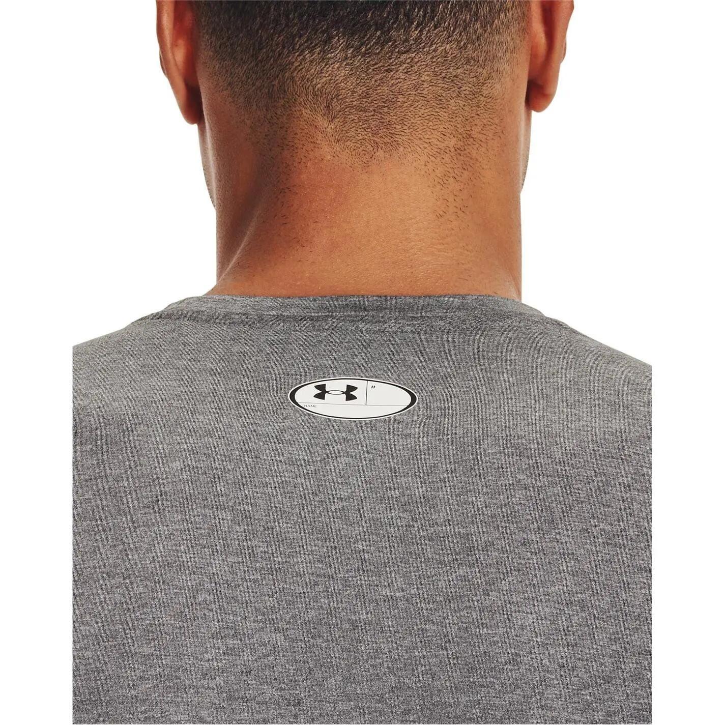 Mens HeatGear Mesh Panel Fitted TShirt (Carbon Heather) 4/4