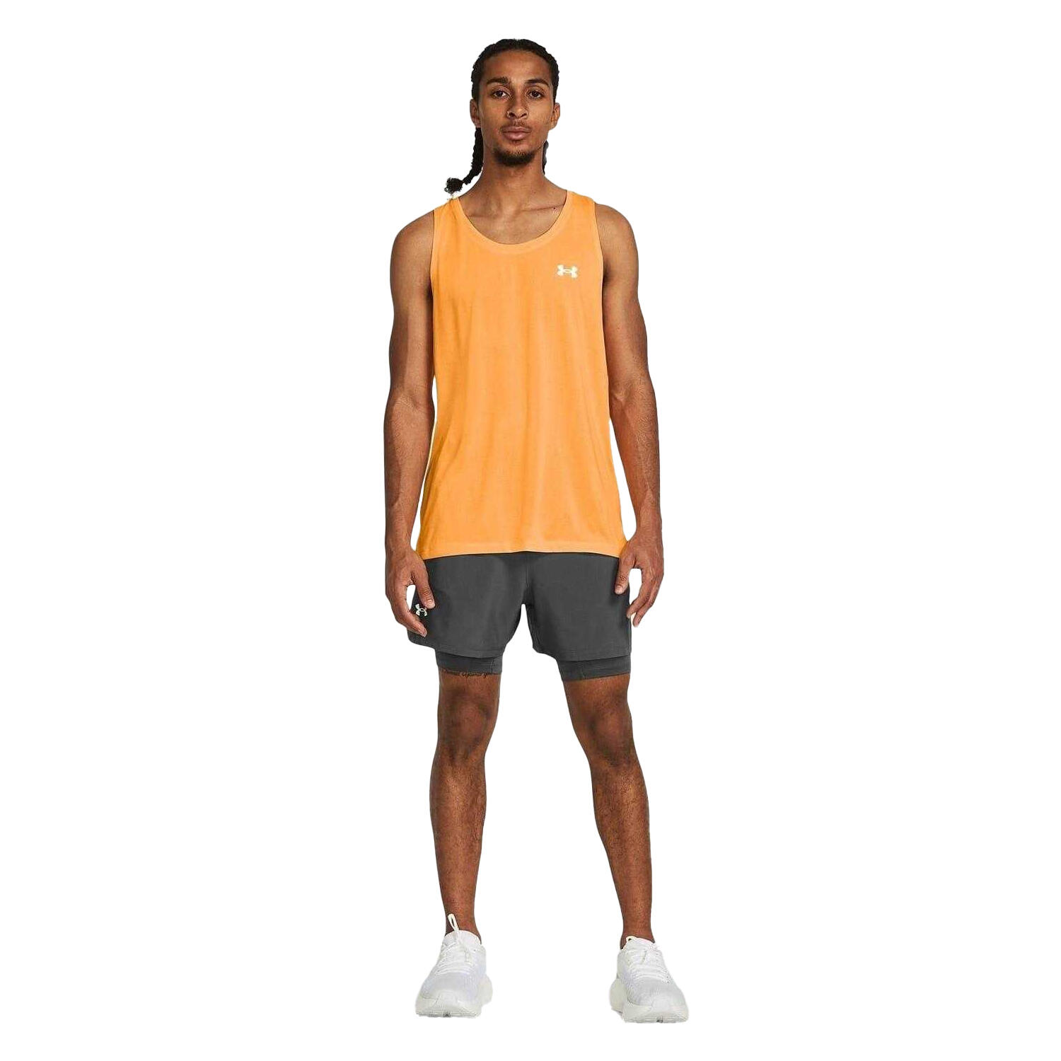 Pantaloncini Da Corsa Uomo Under Armour Launch Grigio Pece 4/5