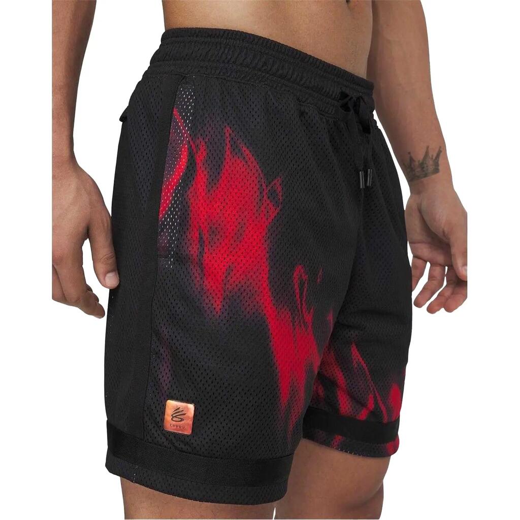 Mens Flames Basketball Shorts (Black/Red)