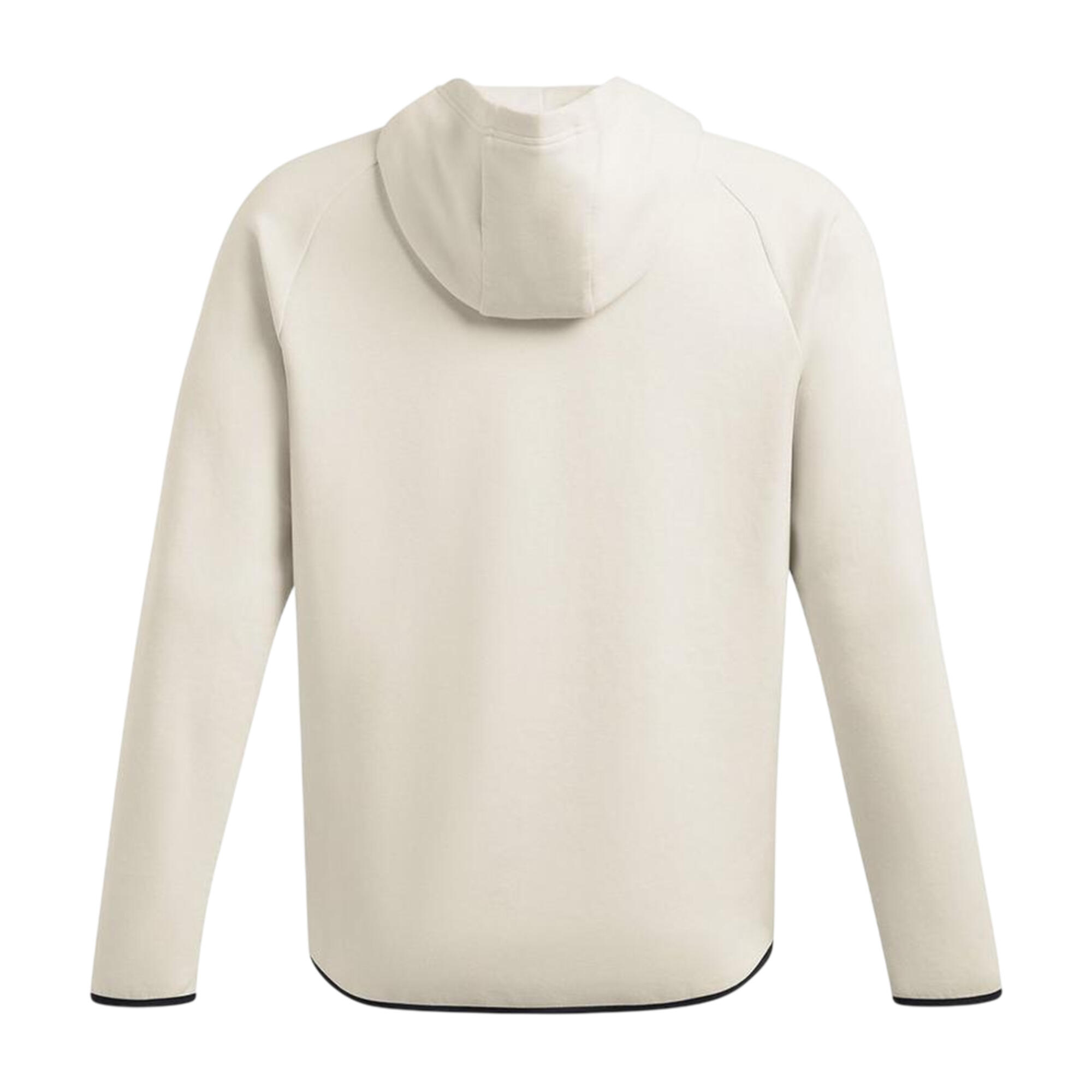 Felpa Con Cappuccio Pile Raglan Uomo Under Armour Essential Bianco Nero 2/3