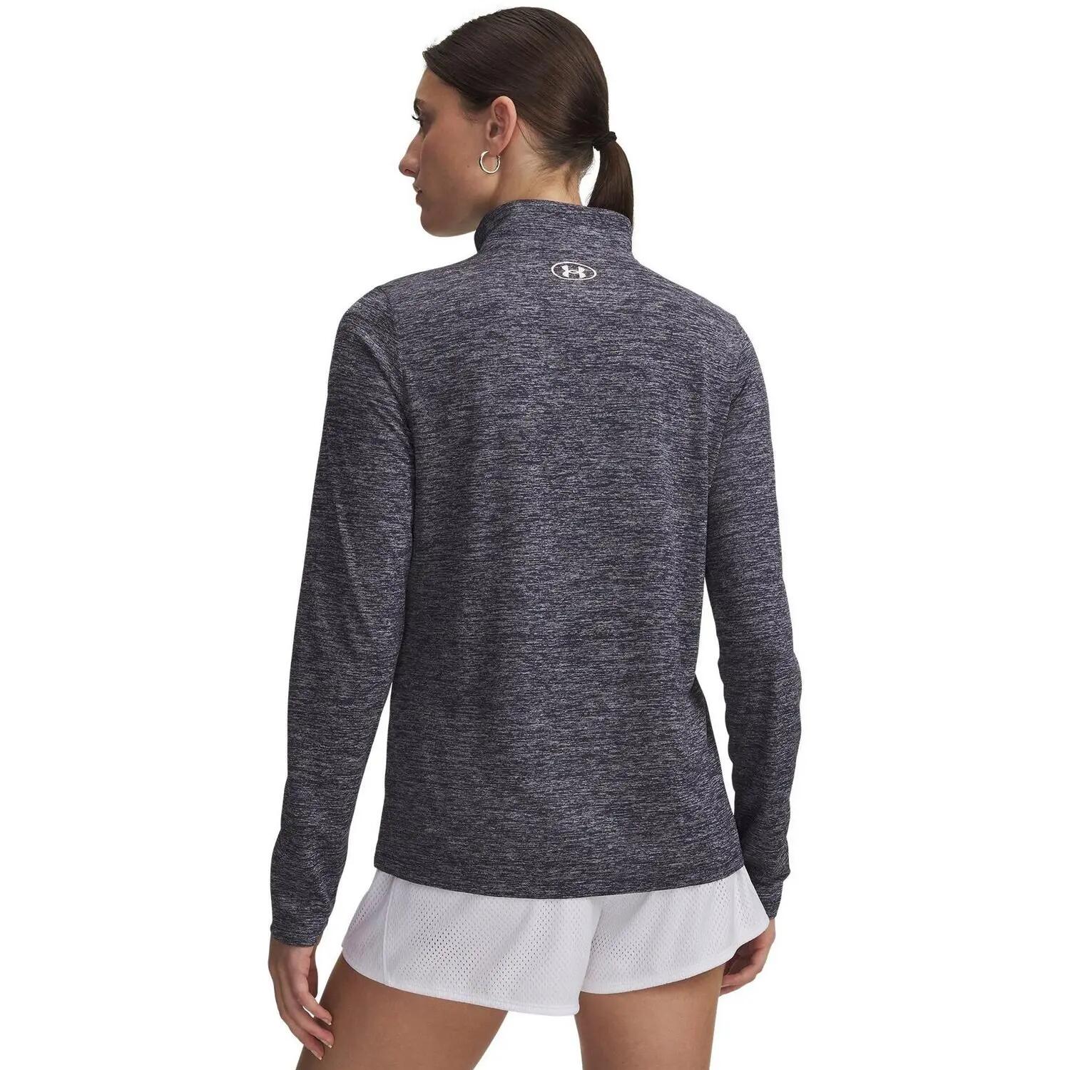 Top Struttura Mezza Cerniera Donna Under Armour Tech Blu Navy Notte 4/4