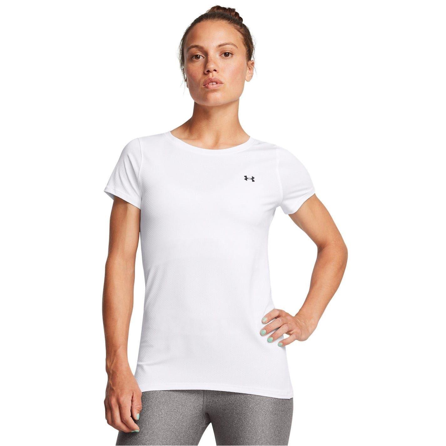 Dames Performance HeatGear Training Tshirt met korte mouwen (Wit) 2/4