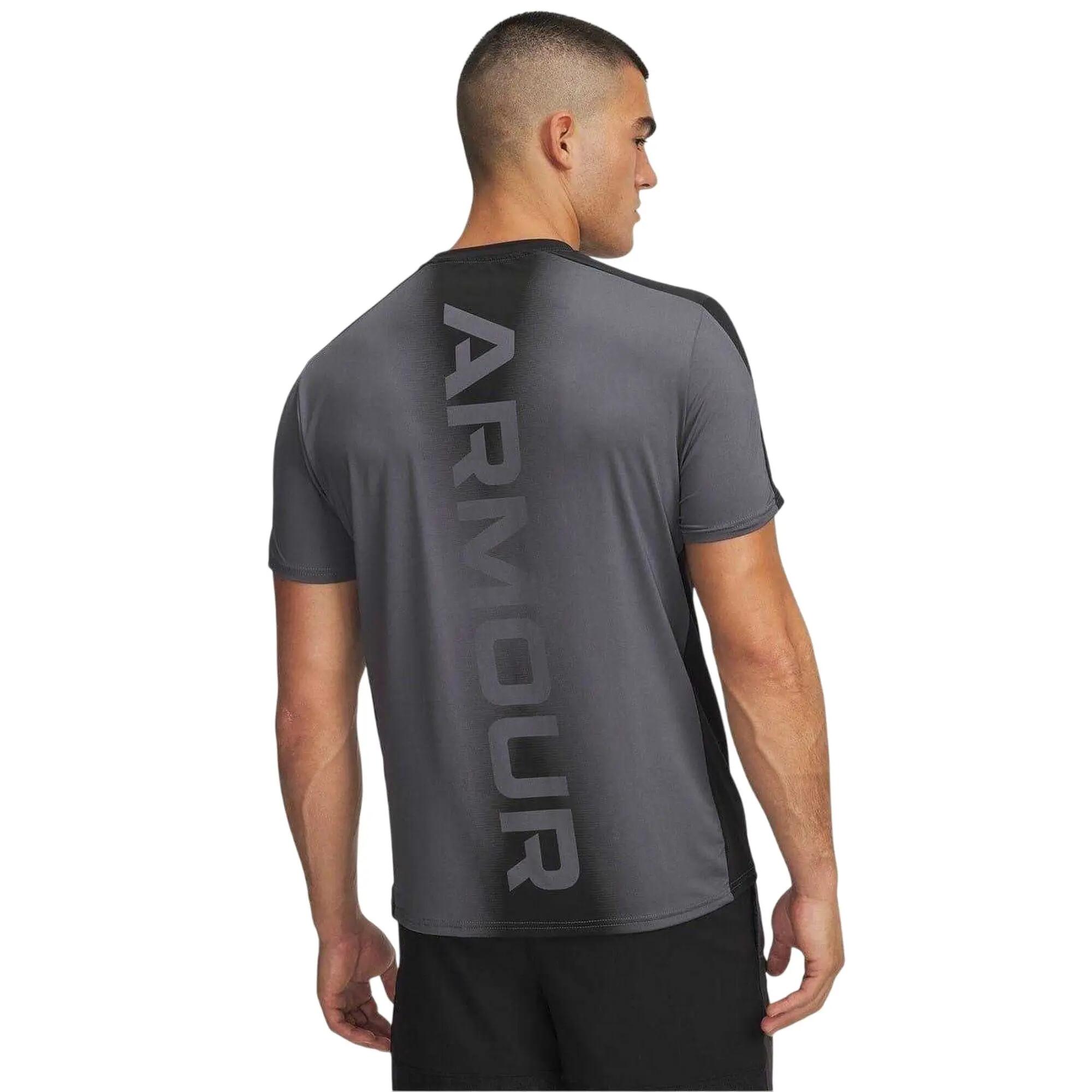 Maglietta Aderente Due Toni Uomo Under Armour HG Wordmark Bianco Castlerock 2/5