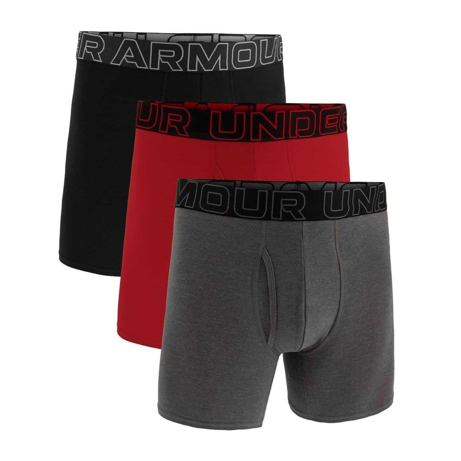 Boxerské Trenýrky UNDER ARMOUR PUA Performance Cotton 6“ (3 kusy) - červené 2/7